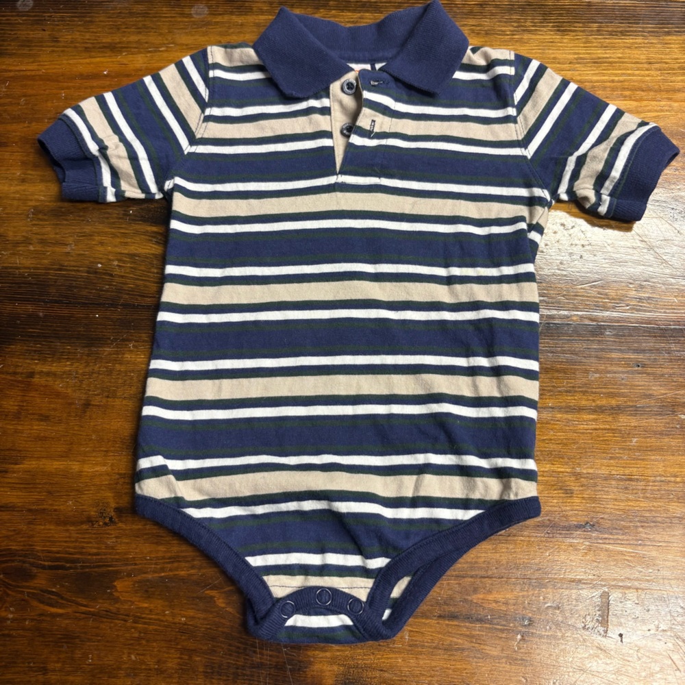 McKids Navy And‎ Tan Stripe Onesie Size 24 Months